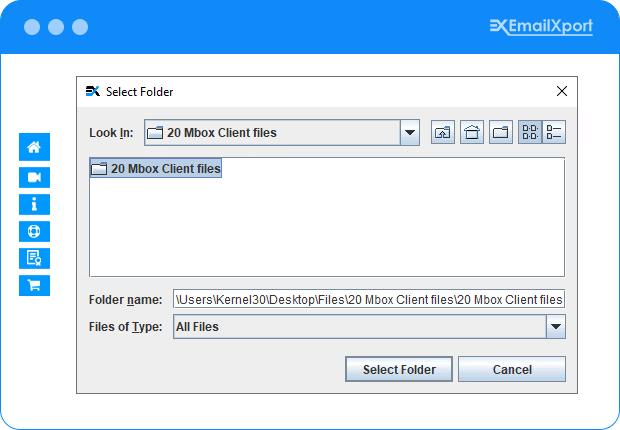 Select file or folders to convert MBOX to PST