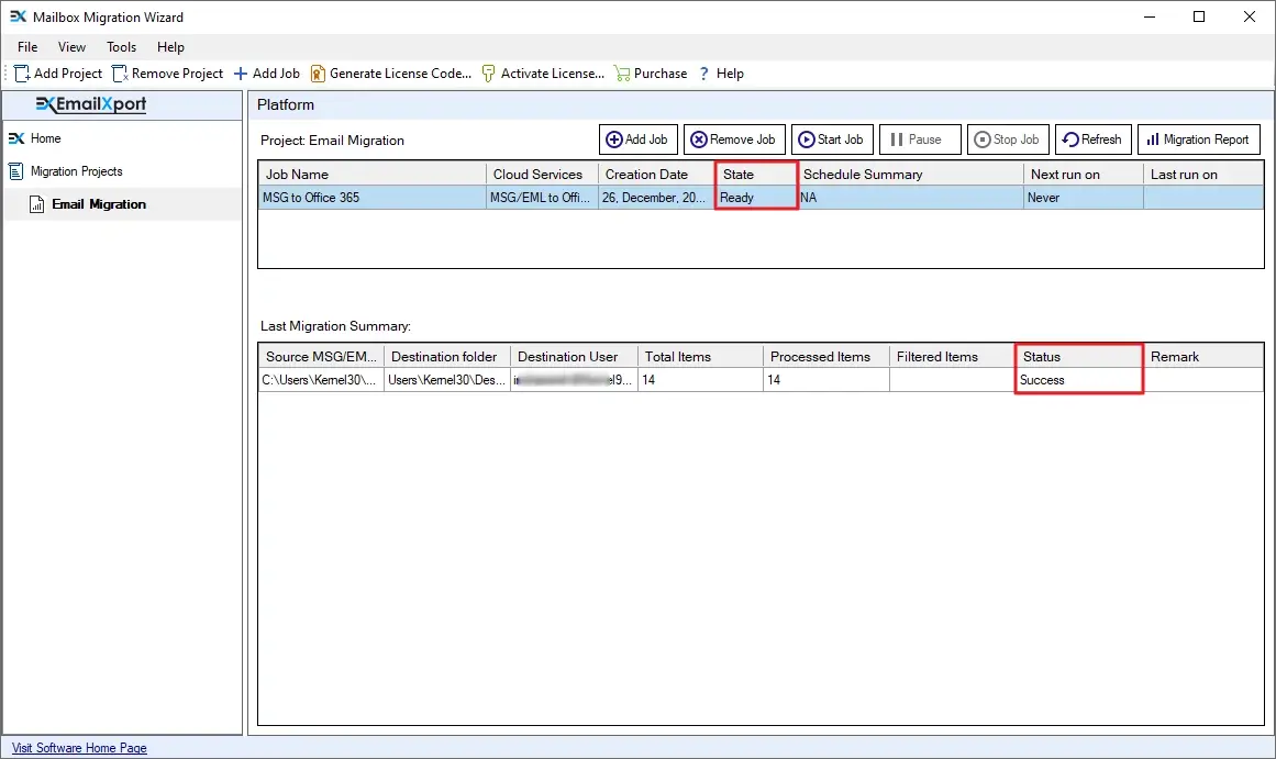 MSG to Office 365 migration is completed