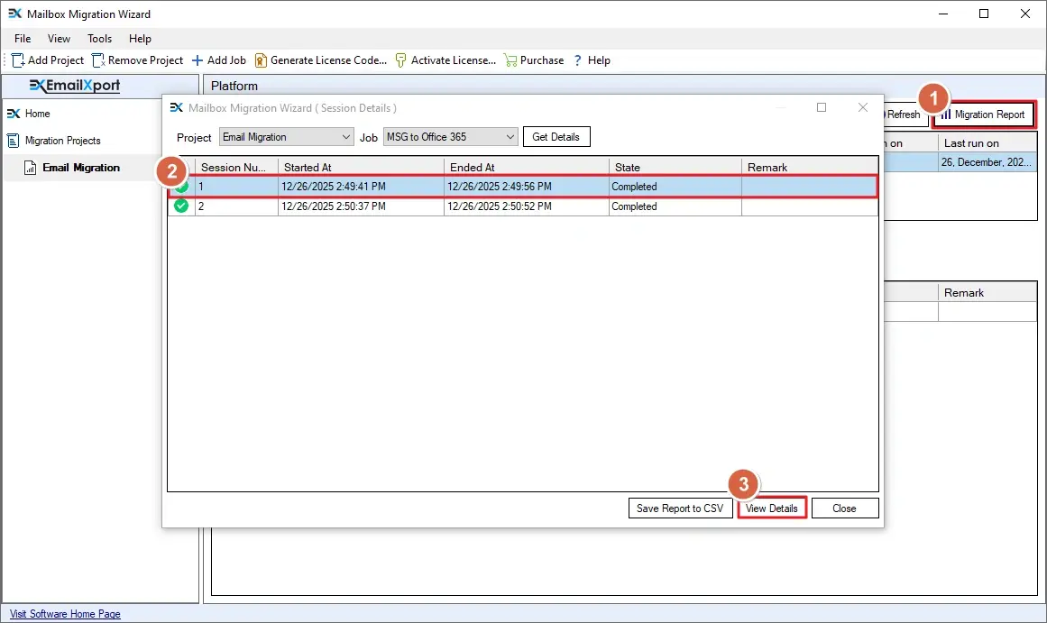 View the migration report