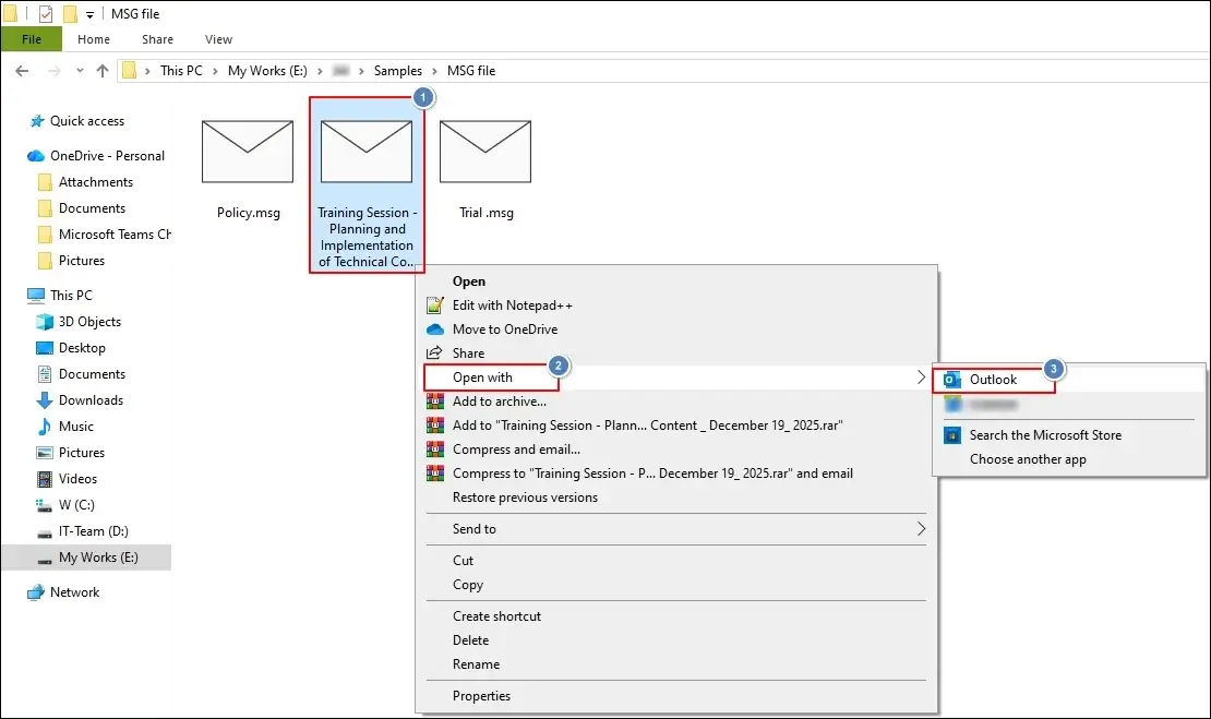 Launch Outlook and click on the your MSG file