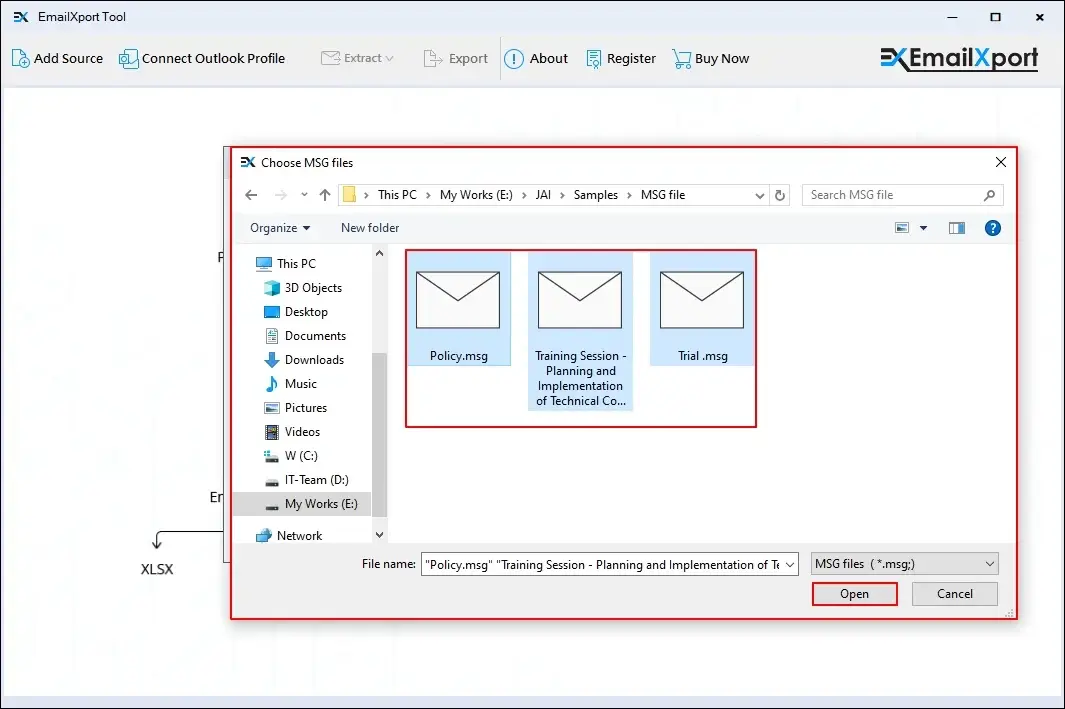 Now click on open option