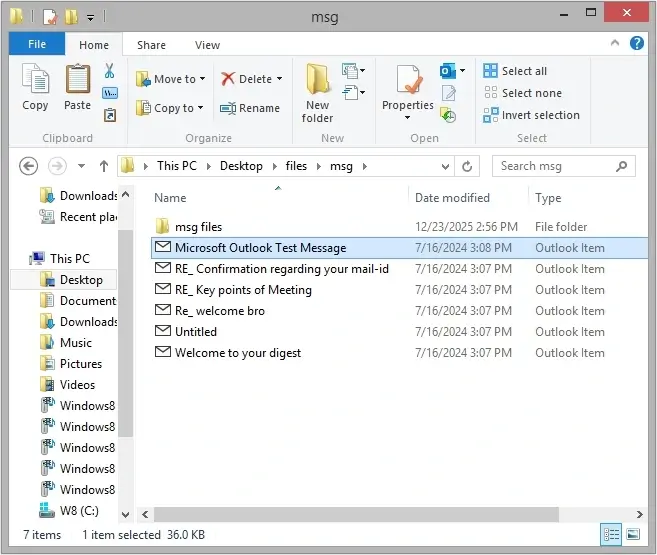 Locate MSG file on your system