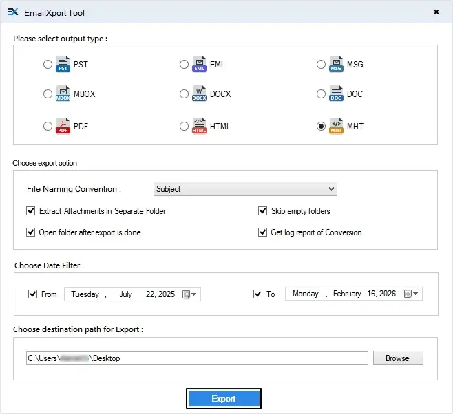 Again Click on the Export button
