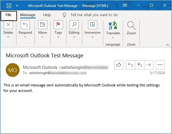It will open in Outlook then Click on the File option