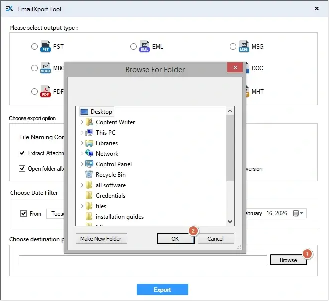 Define saving location and click OK