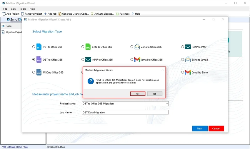 Enter Project and Job name