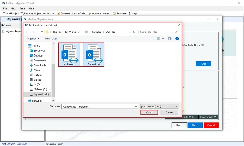 Select single or multiple OST files