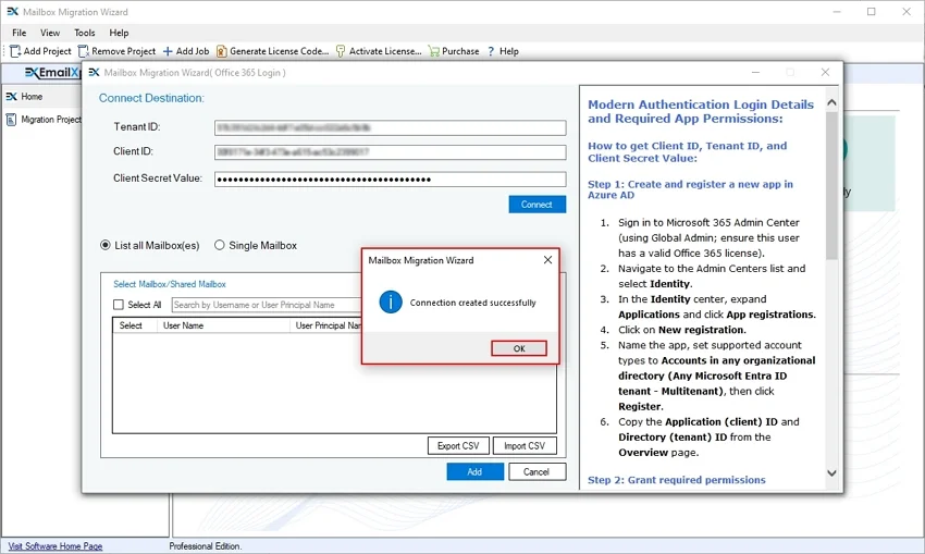 Connection created successfully