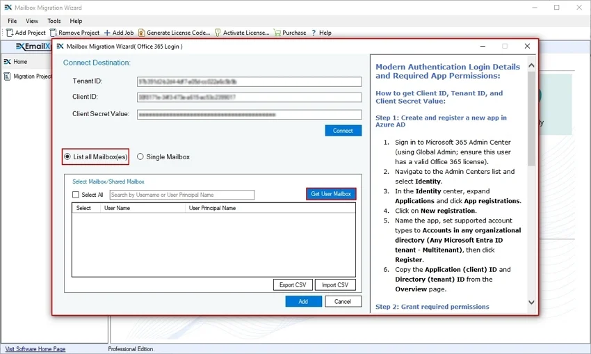 Click on Get User Mailboxes