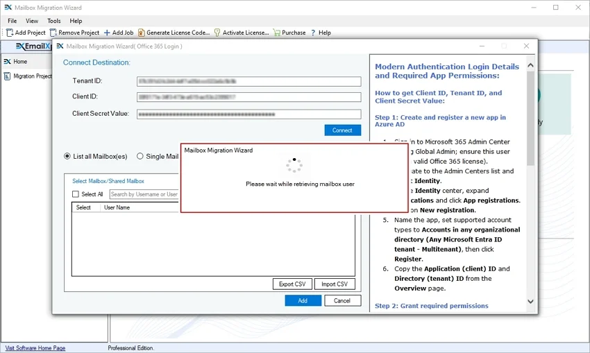 Please wait while retrieving mailbox user