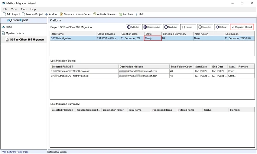 successful OST to Office 365 migration
