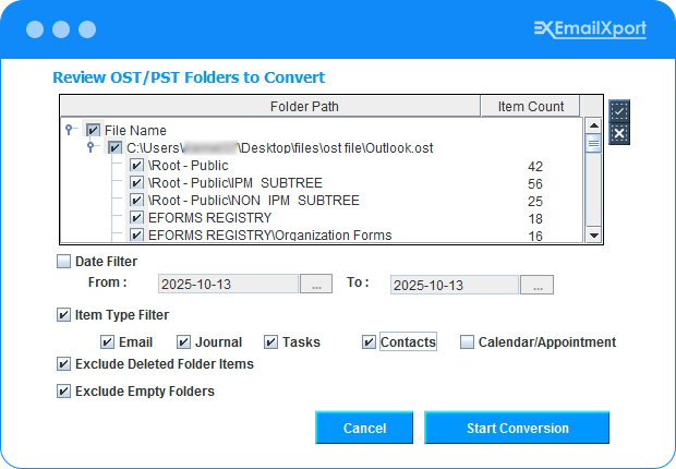 Review and choose filters options