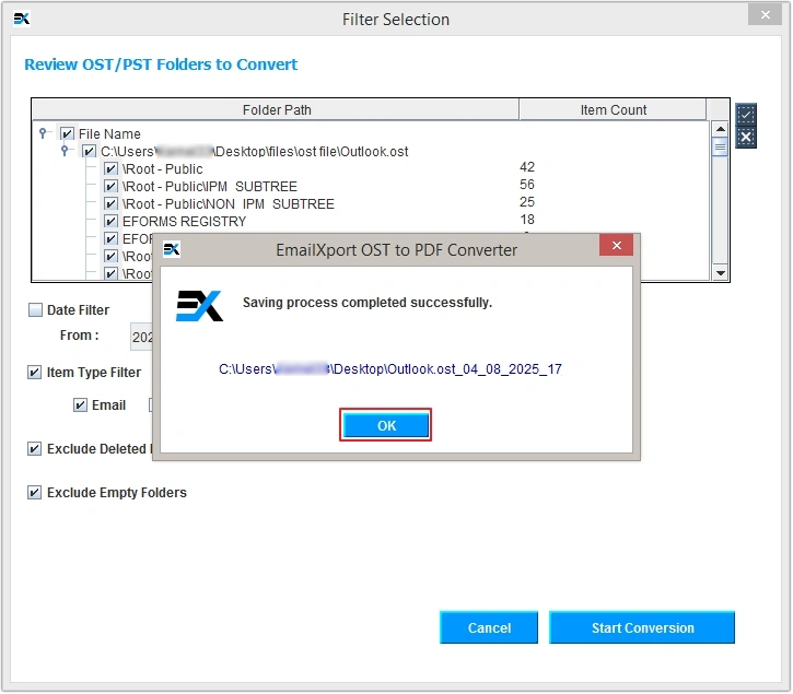 ost to pdf conversion completed