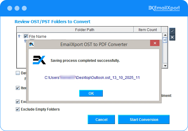 validate OST data post conversion