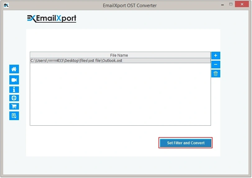 click set filter and convert button