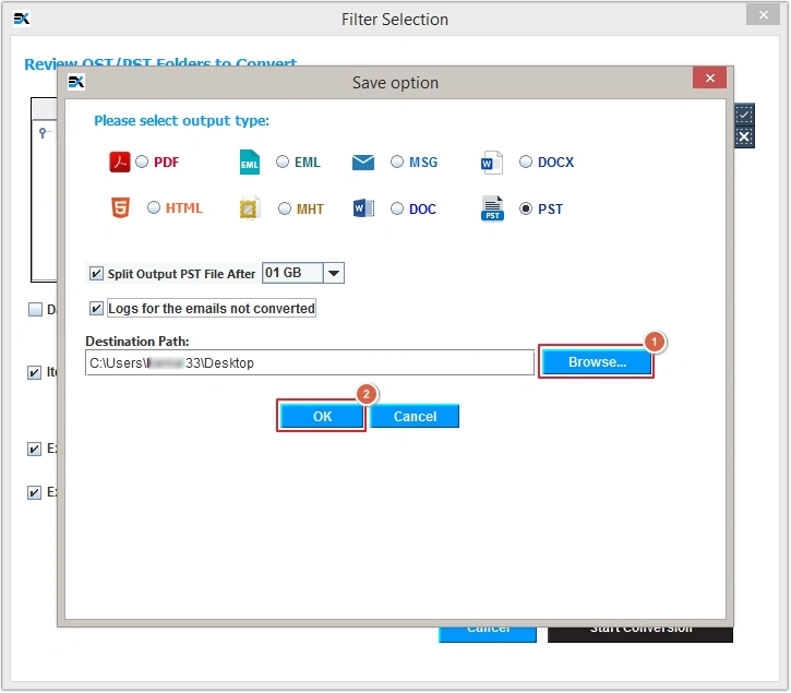 export ost files to desired file format