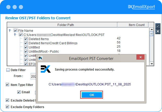 PST Conversion completed