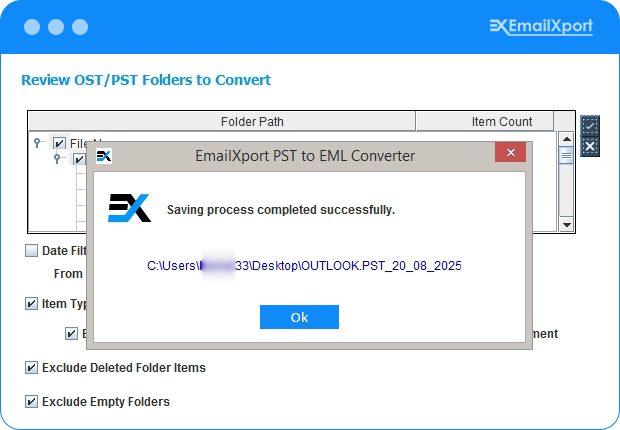 Sucessfully Convert PST to EML