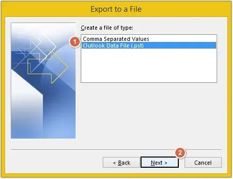 Click on Outlook Data File option