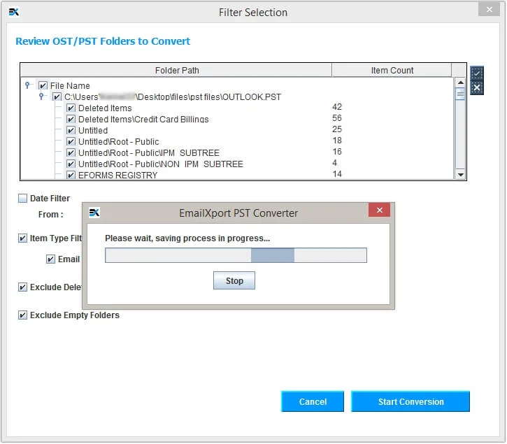 PST to MSG Conversion start