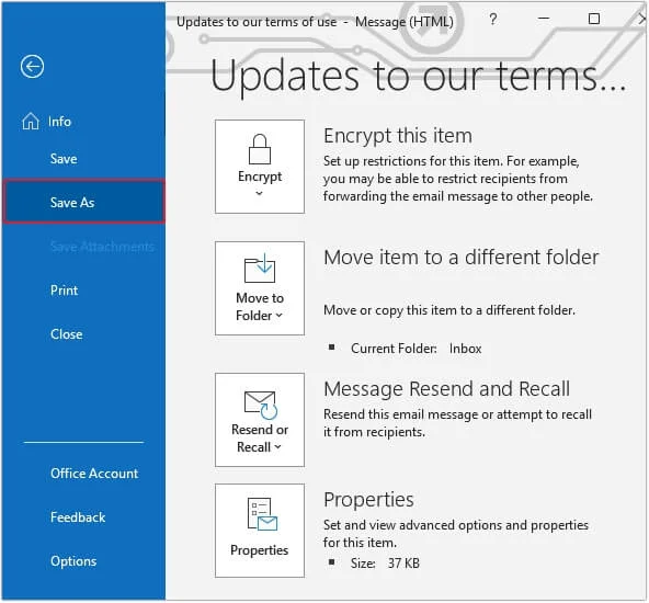 Click on save as option