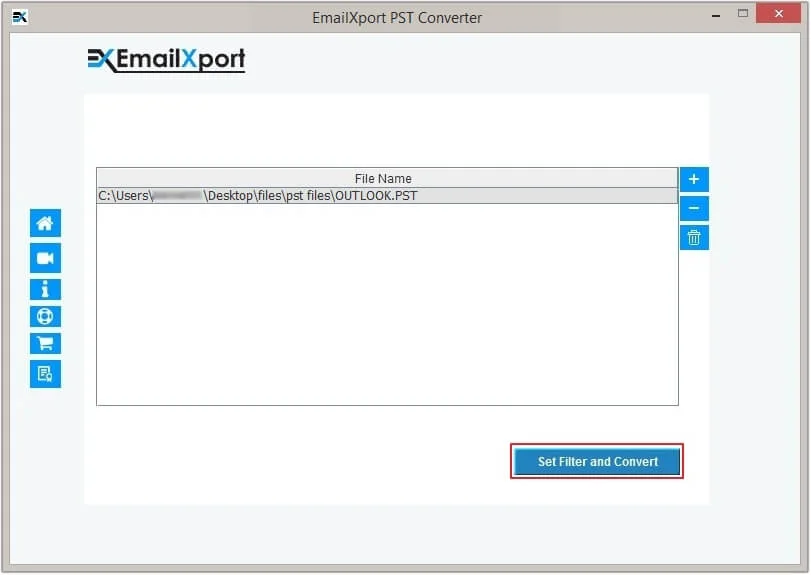 click set filter and convert button
