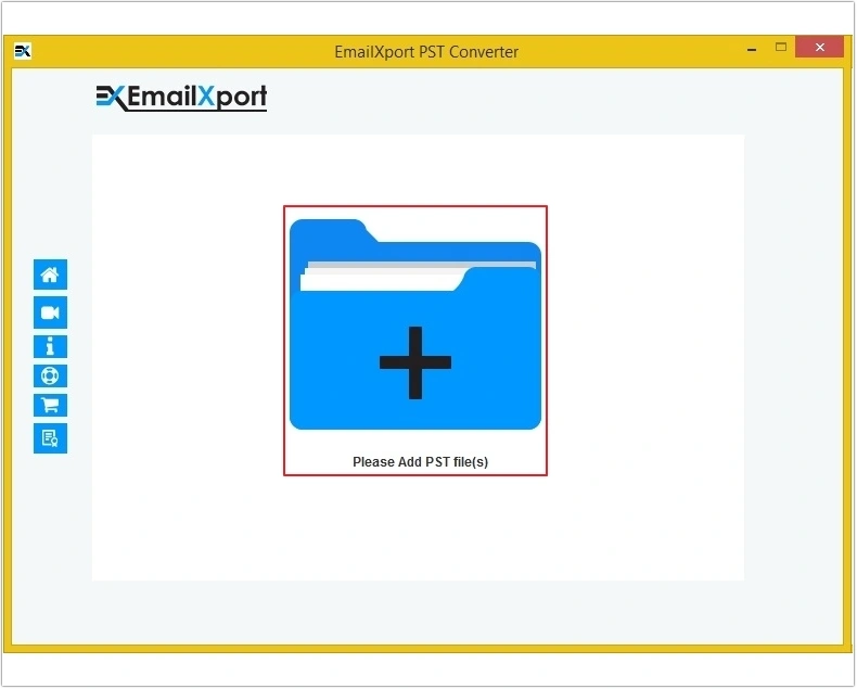 click on add button to upload pst file