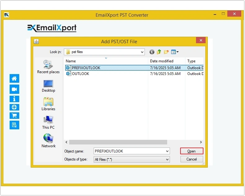 upload single or multiple pst files