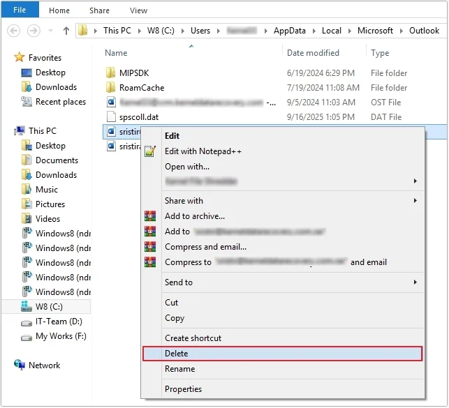 Click on delete option