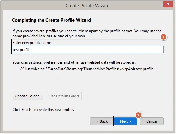 Enter new profile name
