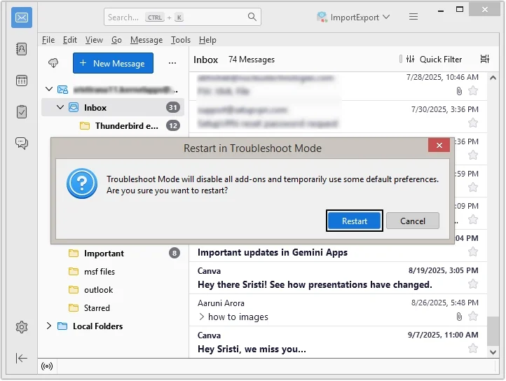 Restart in Troubleshoot Mode