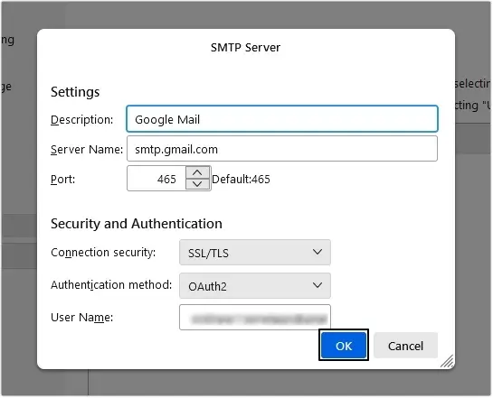 Check Setting and click ok