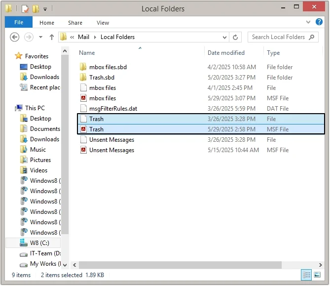 Select Trash folder(s)
