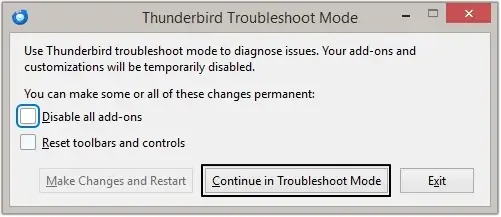 select Disable all add-ons